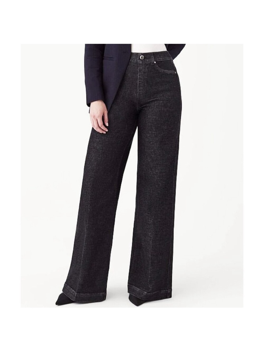 Spanx Wide Leg High-Waist Black Jeans size L - Picture 5 of 11